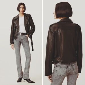 All Saints Balfern Leather Biker Jacket Size 2 US